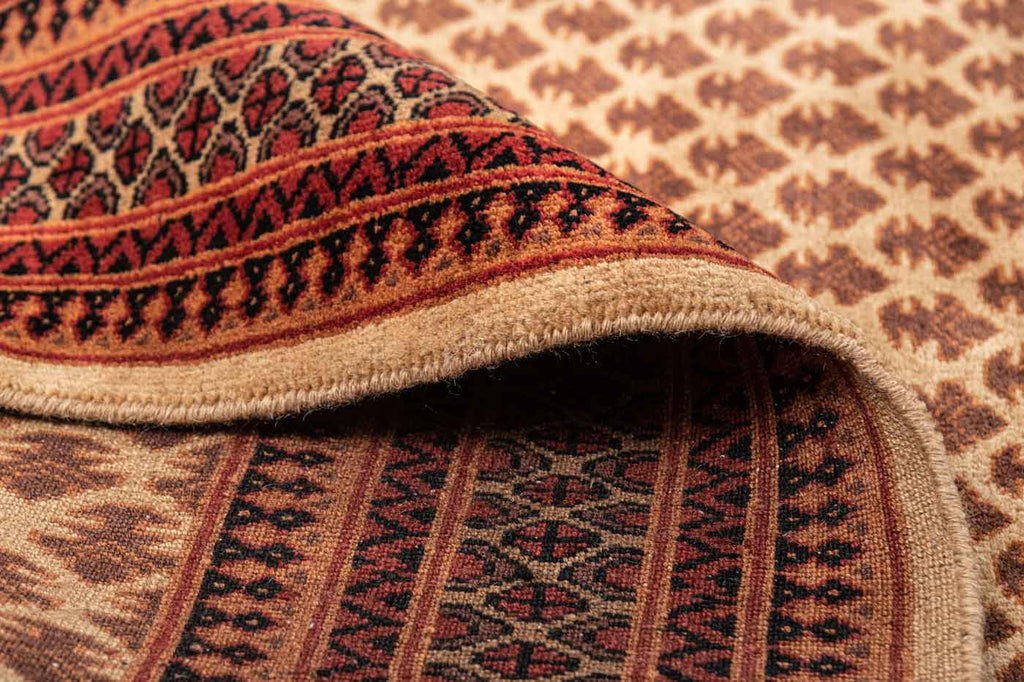 Litchi Beige Red 100% Wool Hand Knotted Carpet