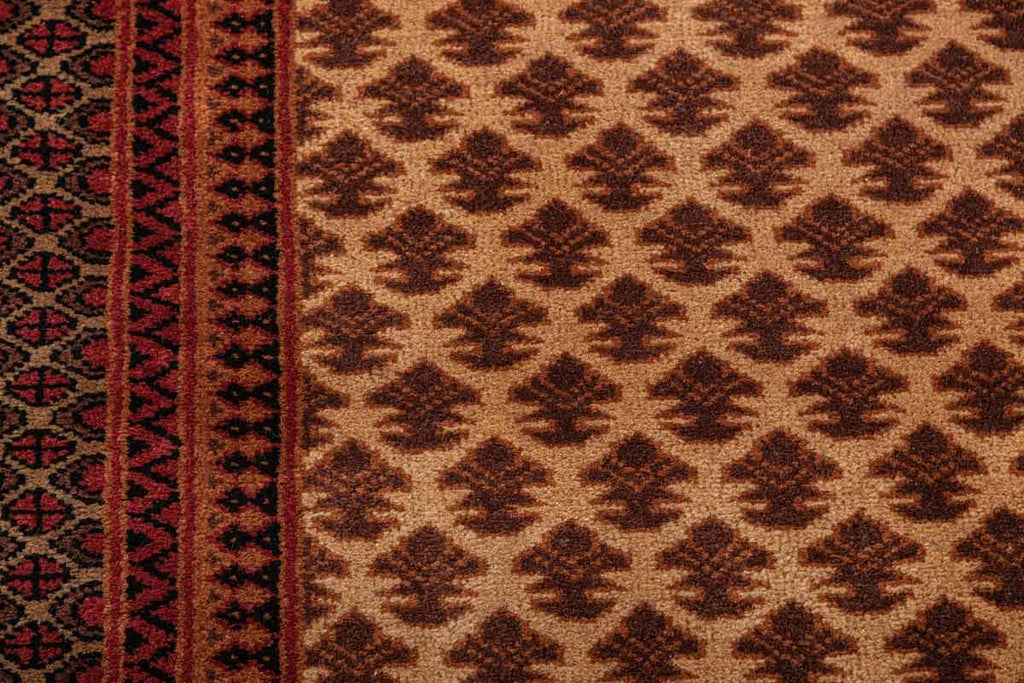 Litchi Beige Red 100% Wool Hand Knotted Carpet