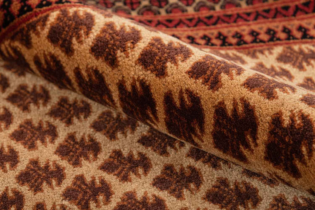 Litchi Beige Red 100% Wool Hand Knotted Carpet