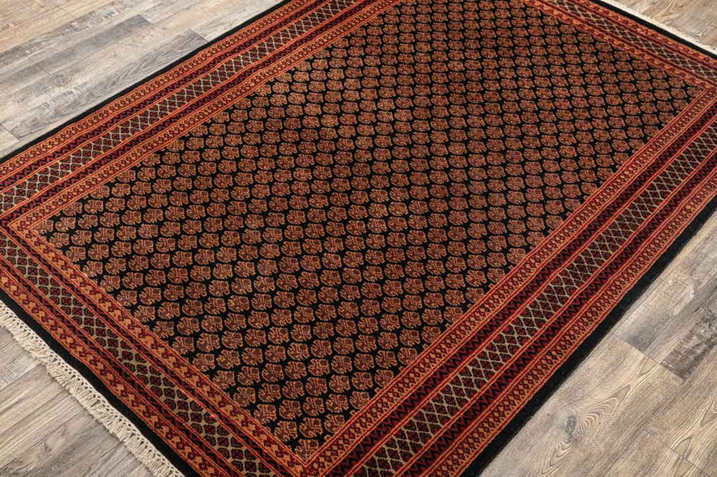 Litchi Black Red 100% Wool Hand Knotted Carpet