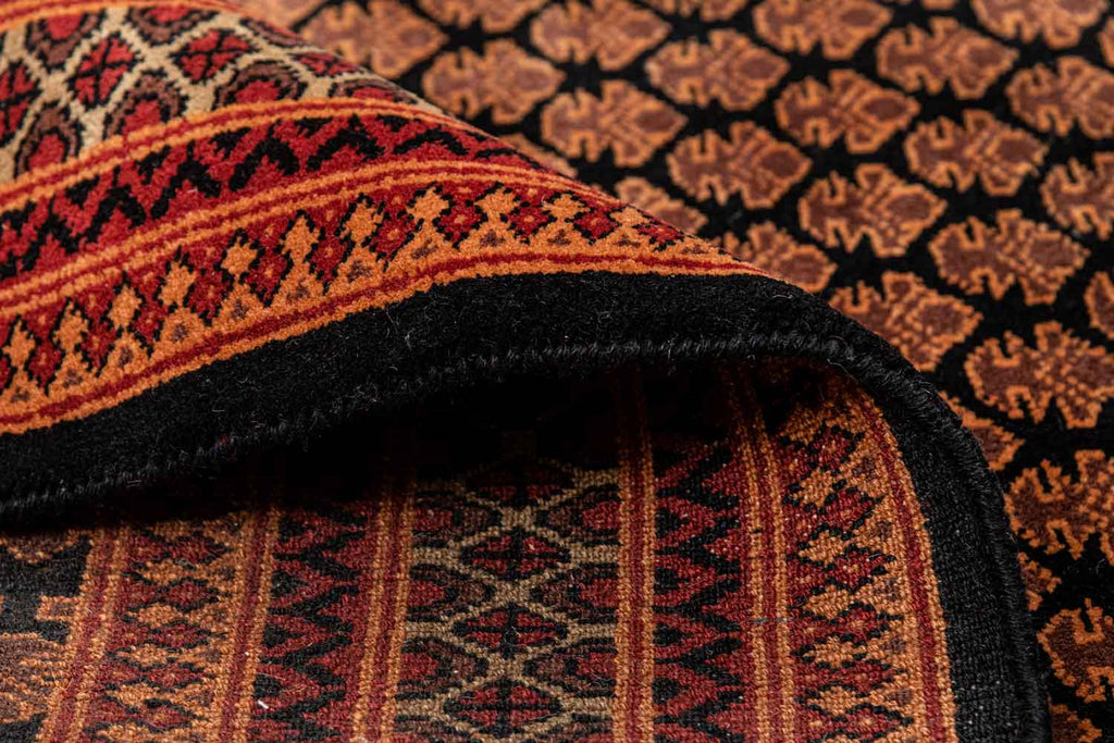 Litchi Black Red 100% Wool Hand Knotted Carpet