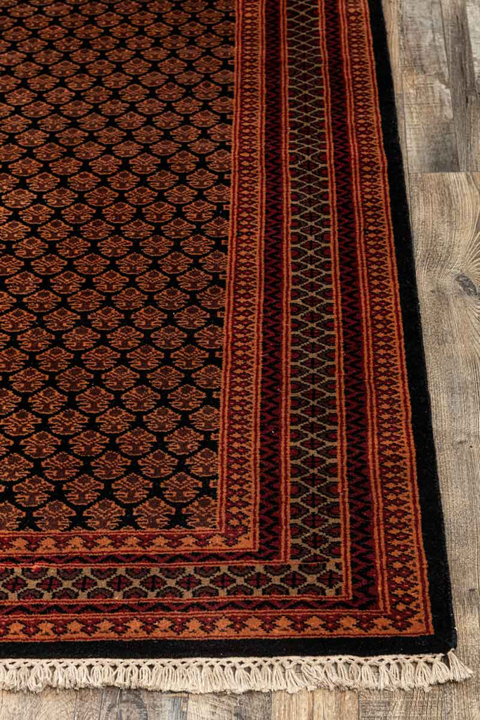 Litchi Black Red 100% Wool Hand Knotted Carpet