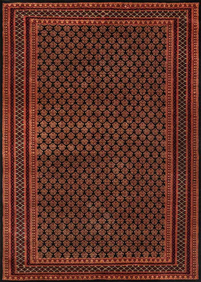 Litchi Black Red 100% Wool Hand Knotted Carpet