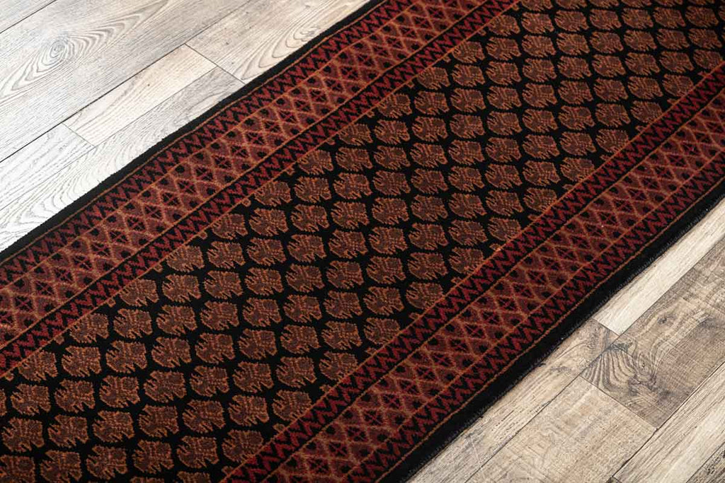 Litchi Black Red 100% Wool Hand Knotted Carpet