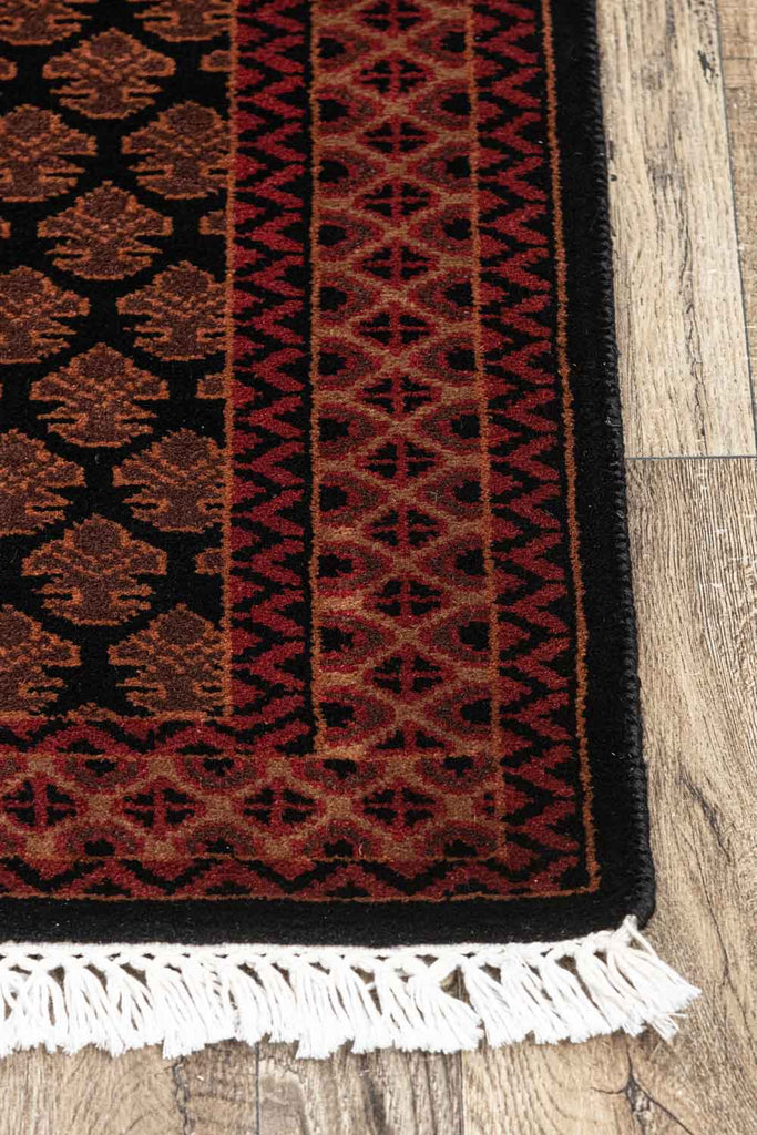 Litchi Black Red 100% Wool Hand Knotted Carpet