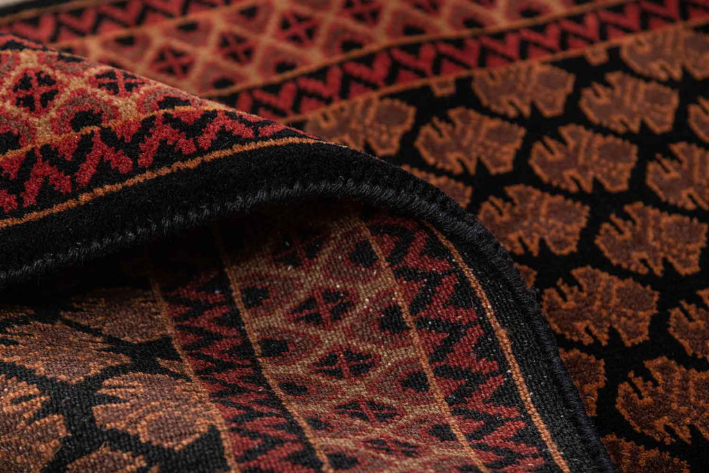 Litchi Black Red 100% Wool Hand Knotted Carpet