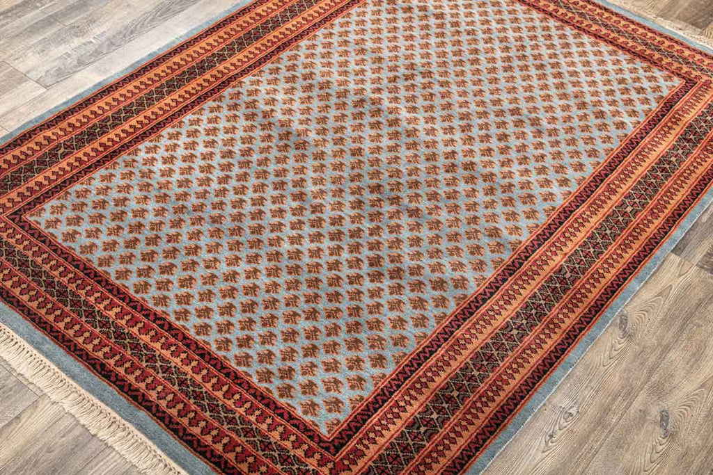 Litchi Blue Red 100% Wool Hand Knotted Carpet