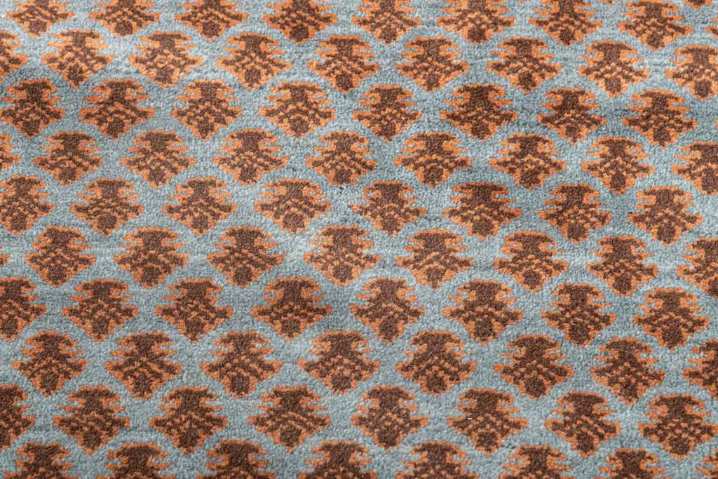 Litchi Blue Red 100% Wool Hand Knotted Carpet