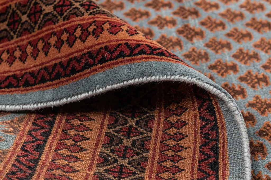 Litchi Blue Red 100% Wool Hand Knotted Carpet