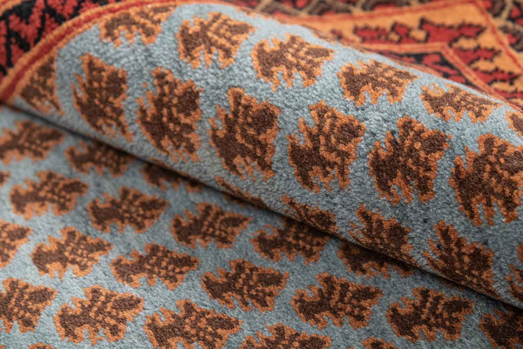 Litchi Blue Red 100% Wool Hand Knotted Carpet