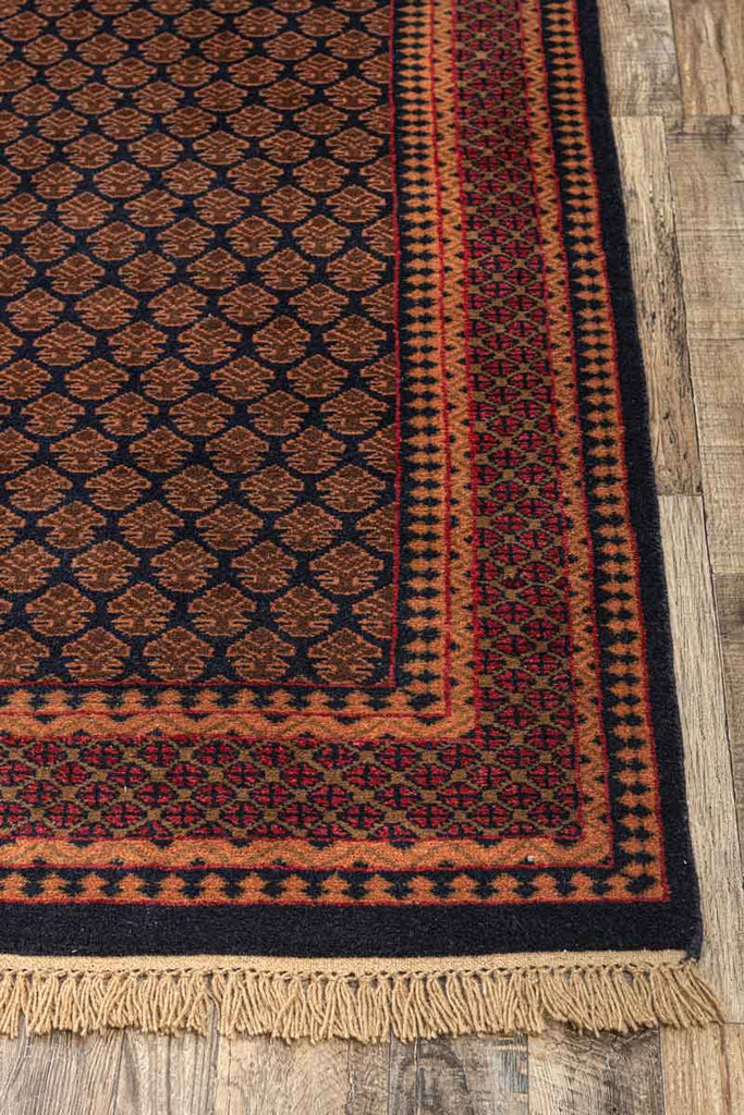 Litchi Dark Blue Red 100% Wool Hand Knotted Carpet