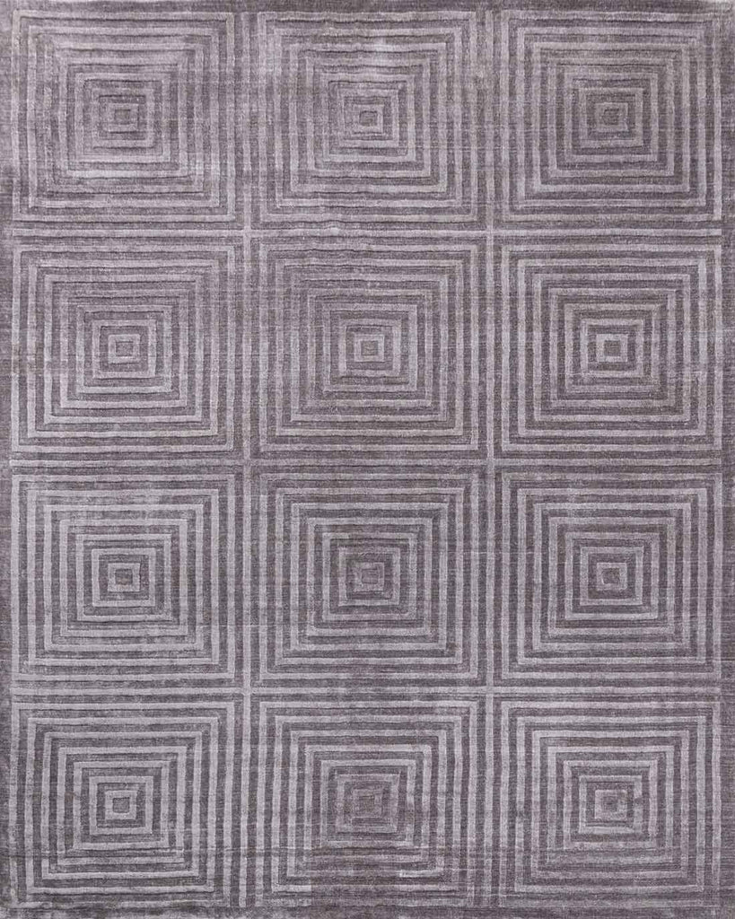 Maze Grey Mauve Wool And Bamboo Silk Handloom Carpet