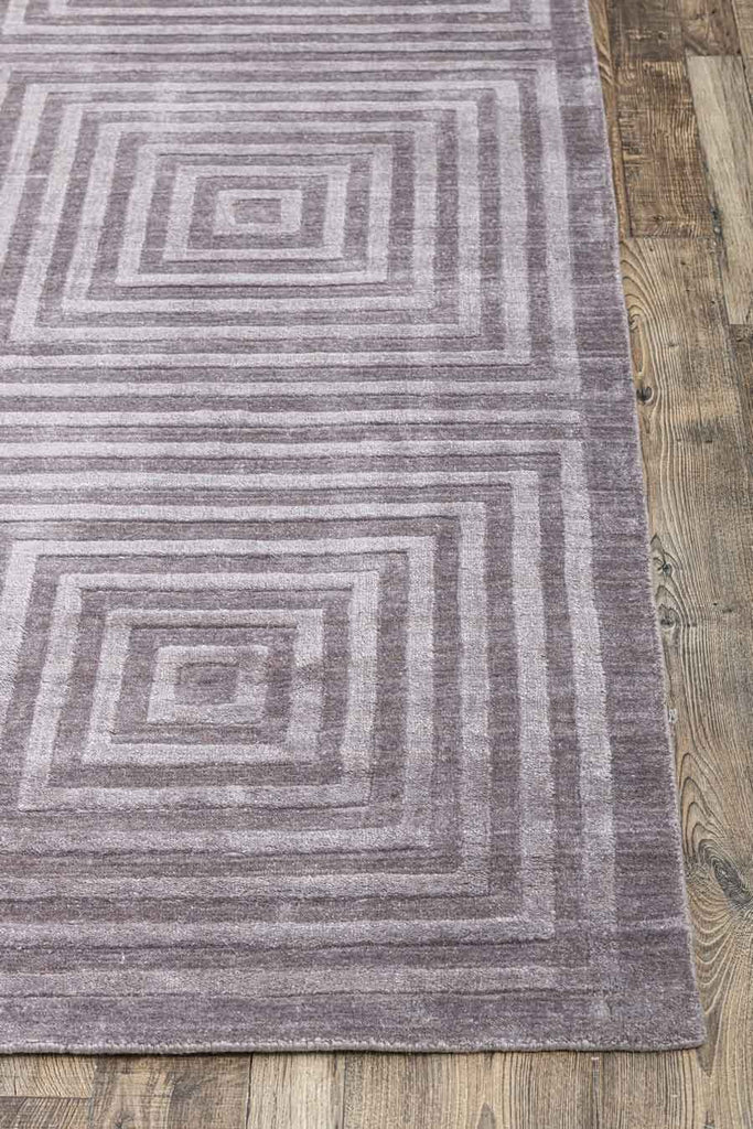 Maze Grey Mauve Wool And Bamboo Silk Handloom Carpet