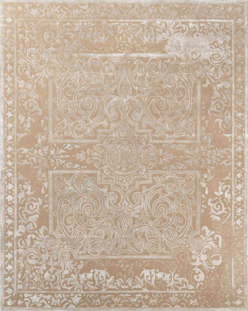 Merwin Beige Gold Wool And Bamboo Silk Hand Tufted Carpet