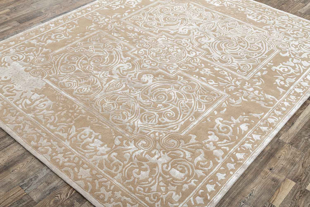 Merwin Beige Gold Wool And Bamboo Silk Hand Tufted Carpet