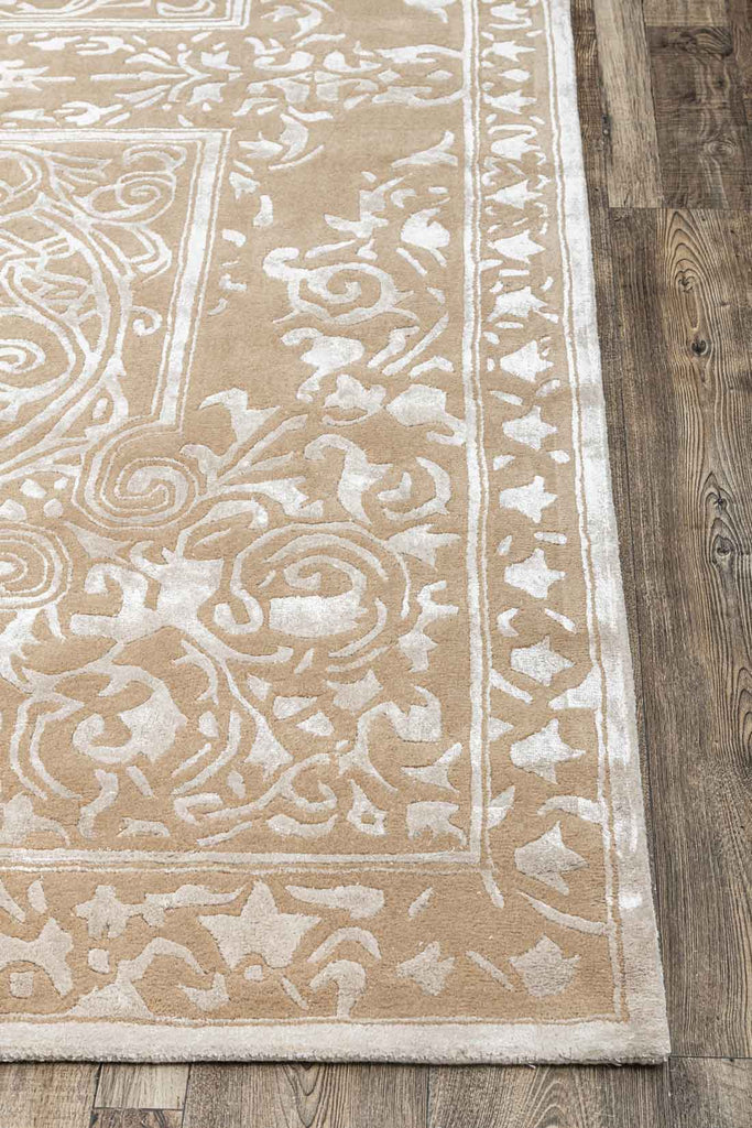 Merwin Beige Gold Wool And Bamboo Silk Hand Tufted Carpet