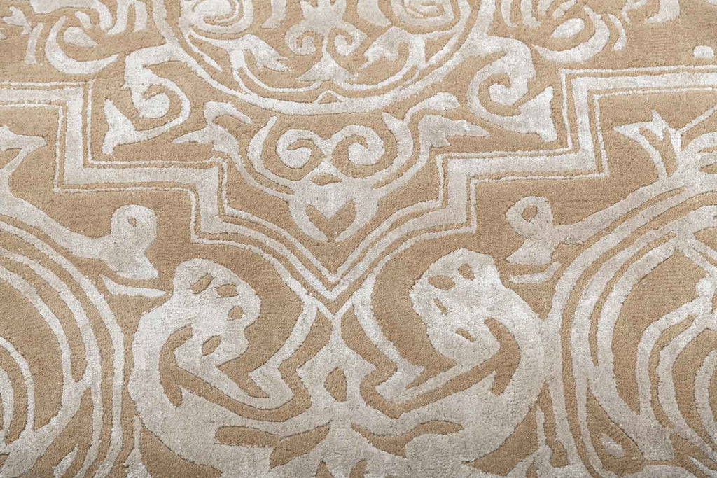 Merwin Beige Gold Wool And Bamboo Silk Hand Tufted Carpet