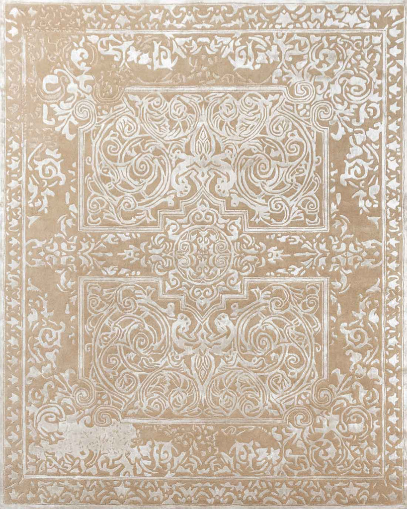 Merwin Beige Gold Wool And Bamboo Silk Hand Tufted Carpet