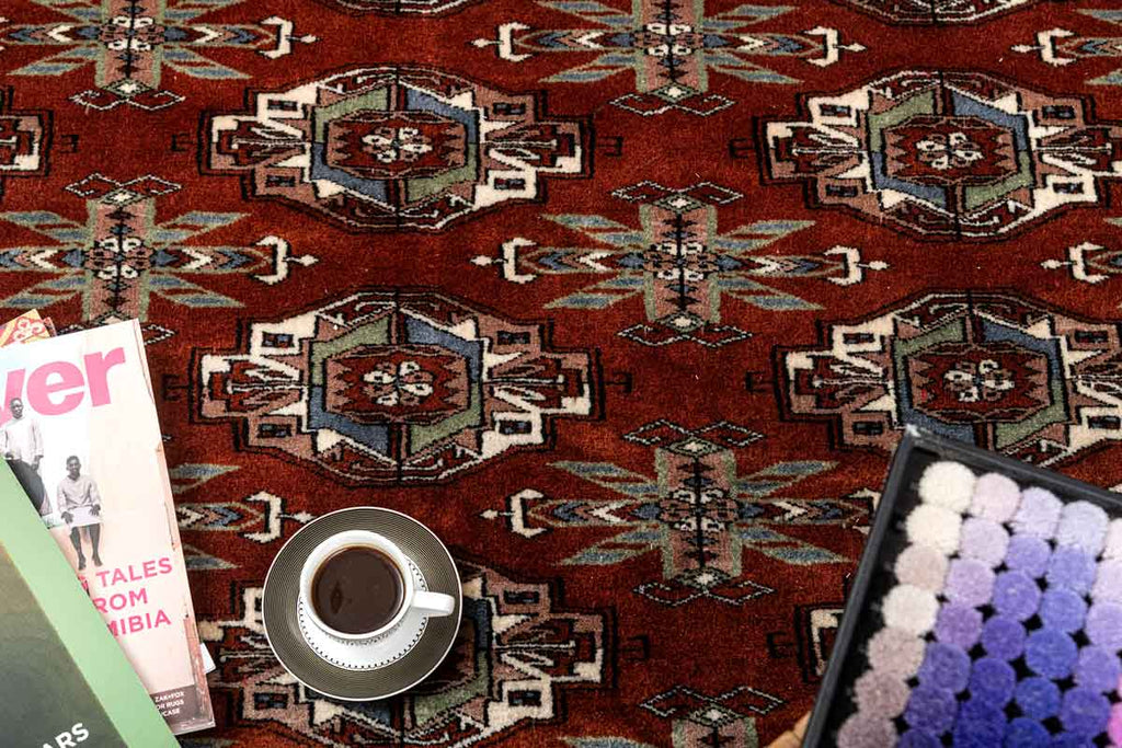 Mohar Rust Red 100% Wool Hand Knotted Carpet