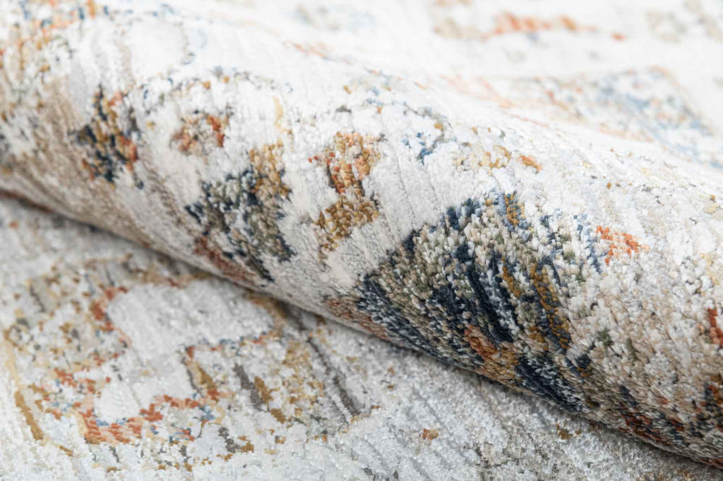 Mumbai Heriz Rust Ivory 100% Polyester Yarn Machine Made