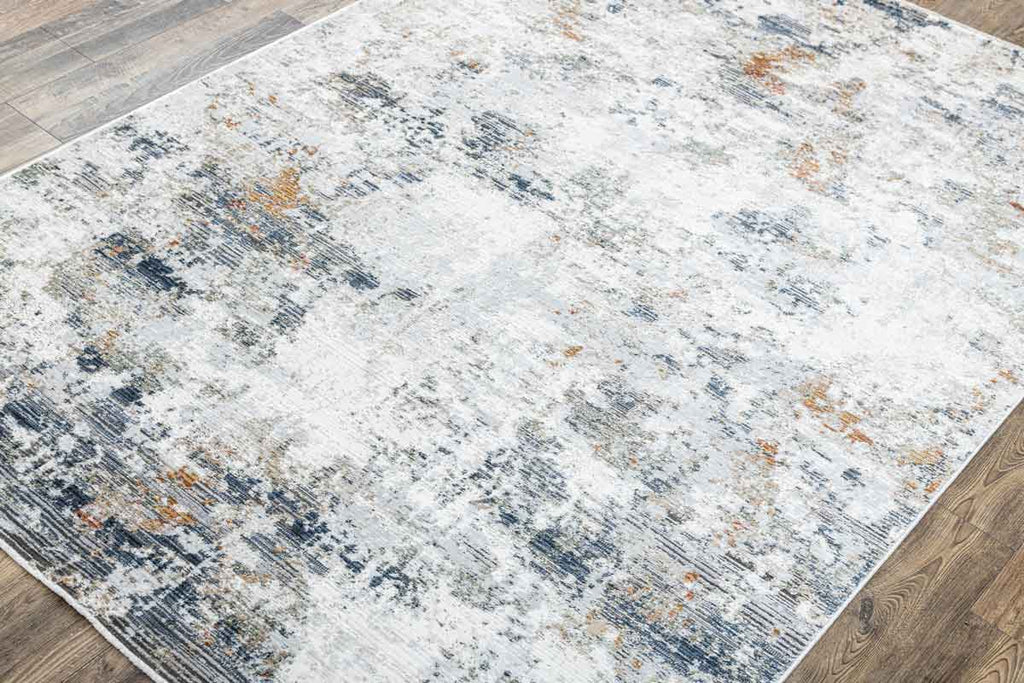 Mumbai Modern Blue Silver 100% Polyester Yarn Machine Made