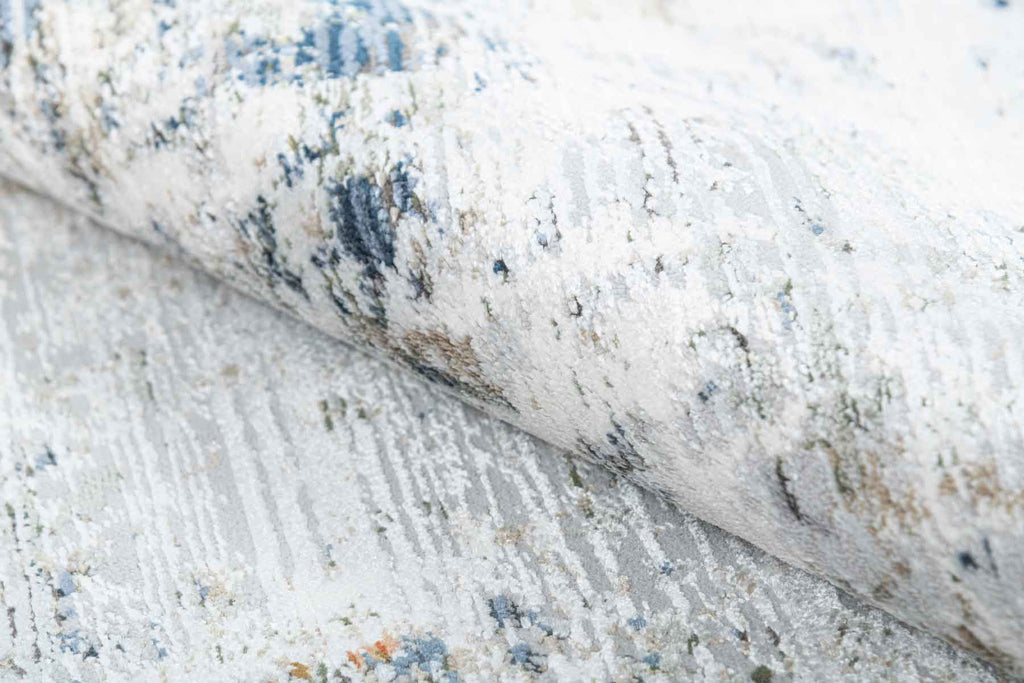 Mumbai Modern Blue Silver 100% Polyester Yarn Machine Made