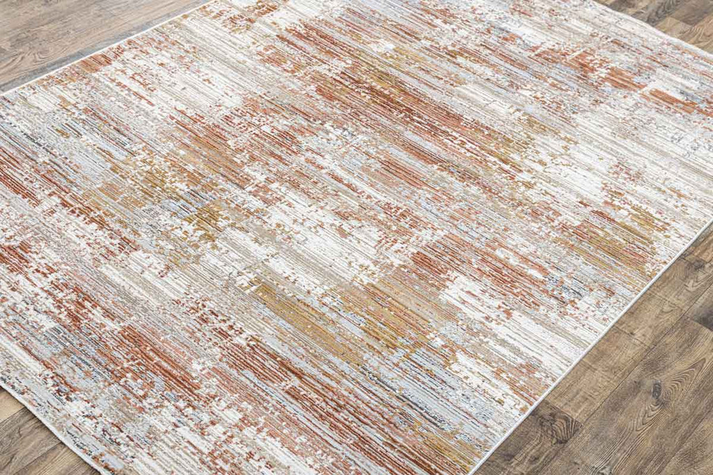 Mumbai Modern 2 Ivory Rust 100% Polyester Yarn Machine Made