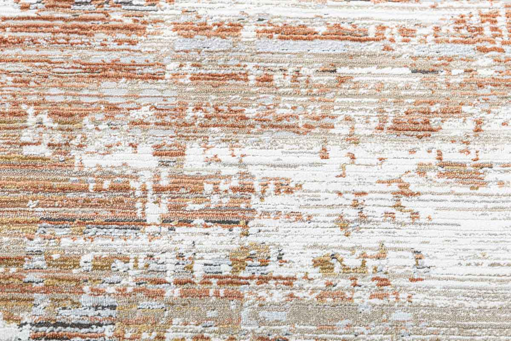 Mumbai Modern 2 Ivory Rust 100% Polyester Yarn Machine Made