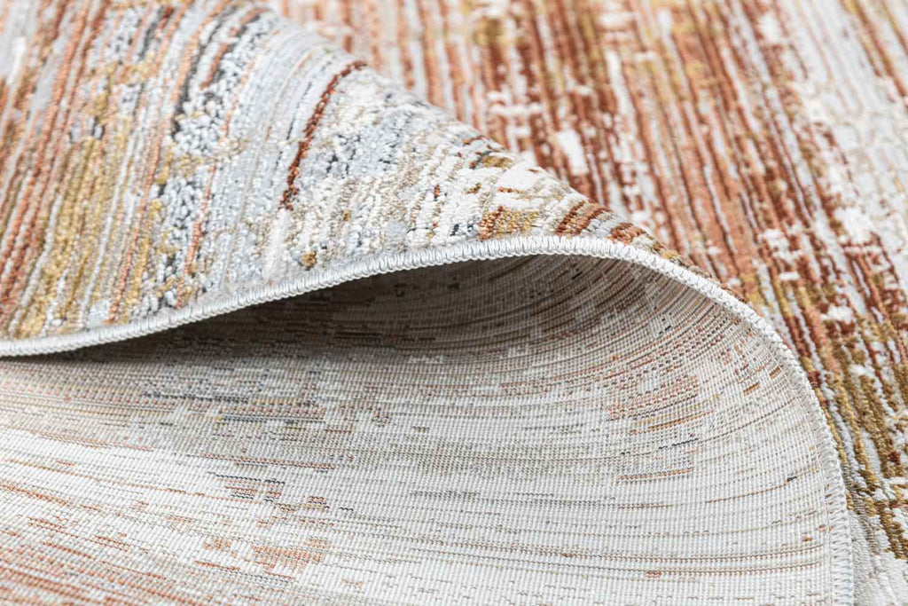 Mumbai Modern 2 Ivory Rust 100% Polyester Yarn Machine Made