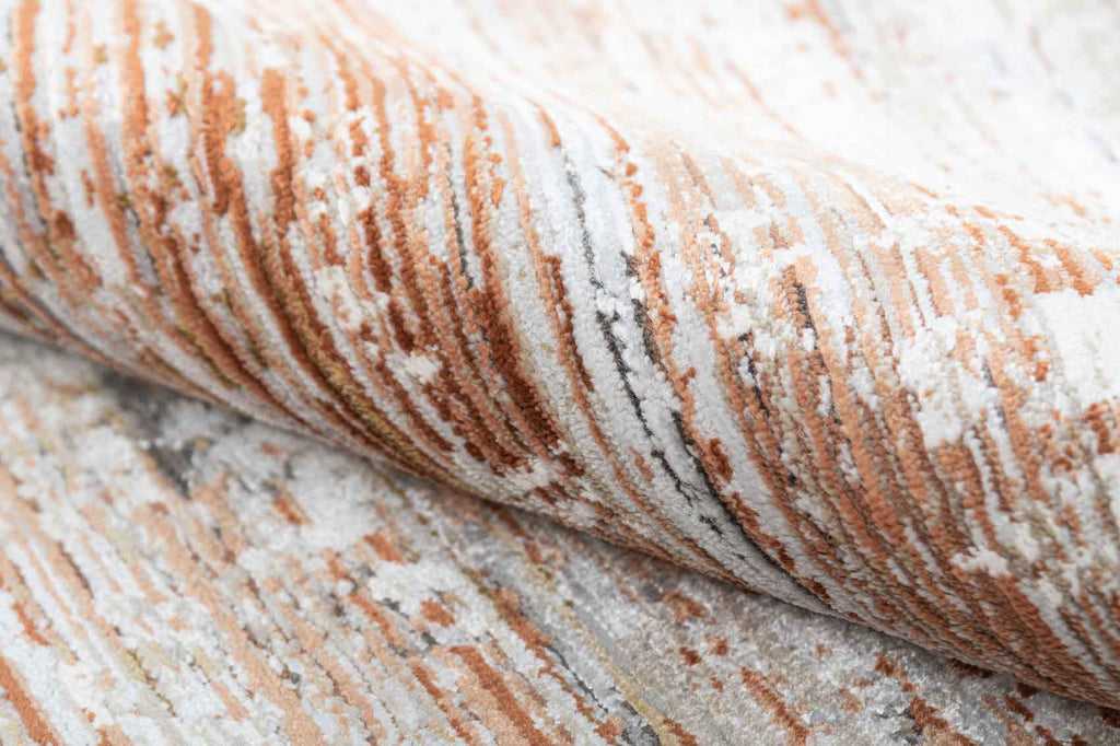 Mumbai Modern 2 Ivory Rust 100% Polyester Yarn Machine Made