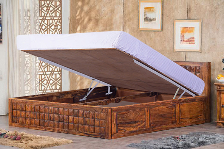 Solid Wood Bowley Bed with Hydraulic Storage