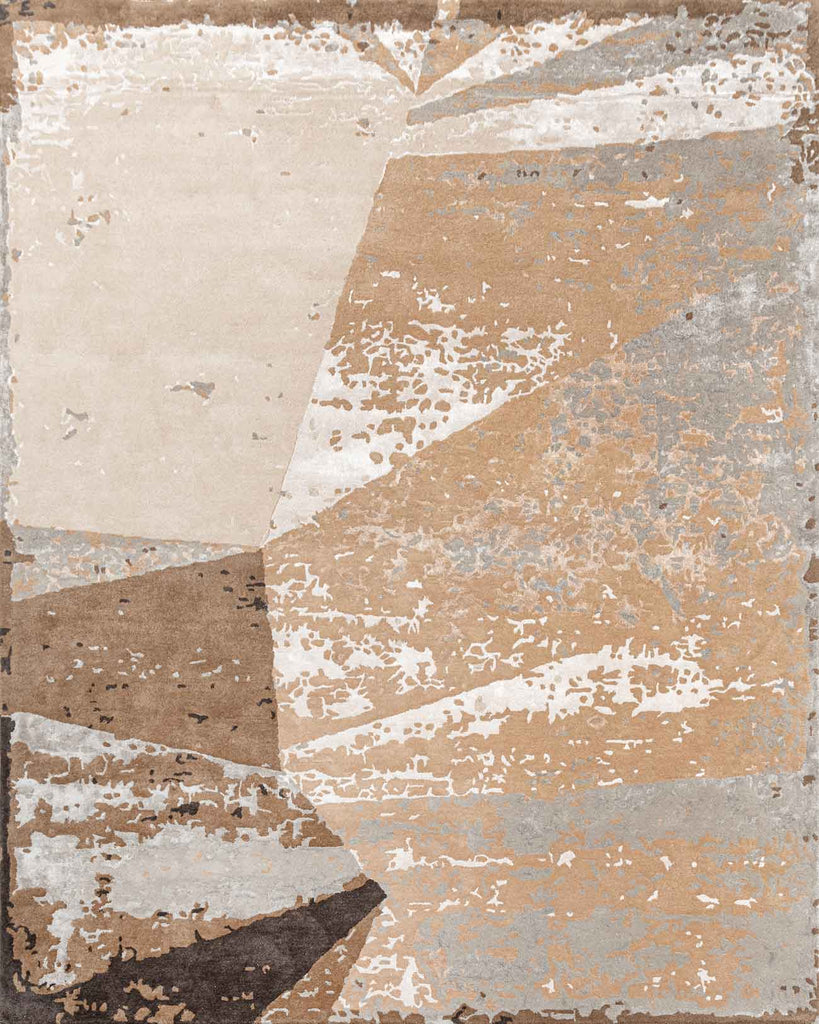 Spectrum Grey Gold Wool And Bamboo Silk Hand Tufted Carpet