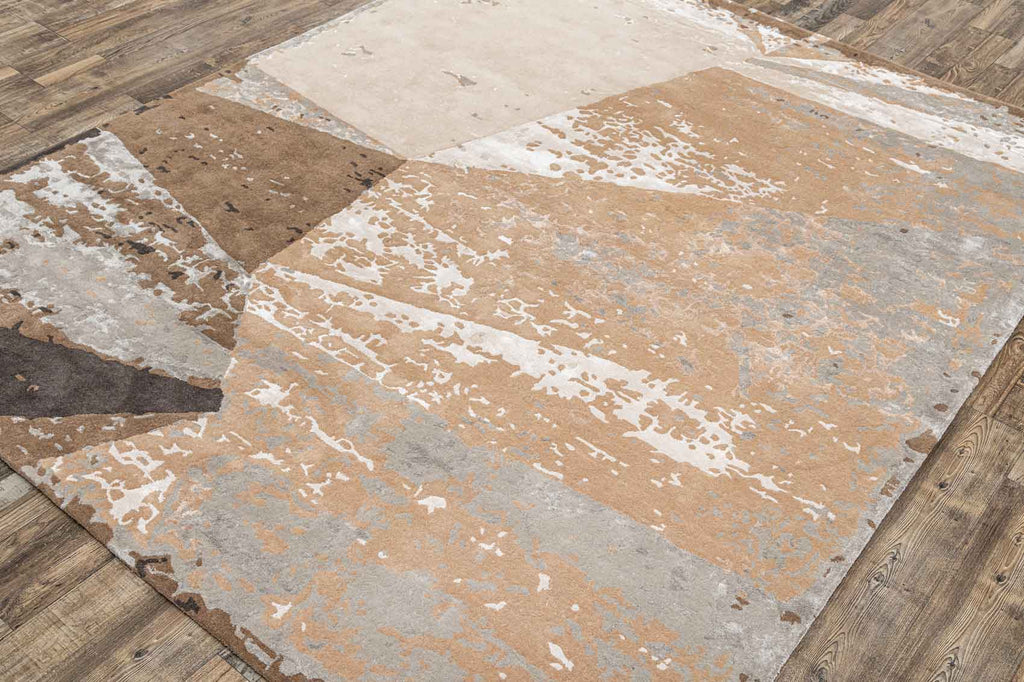 Spectrum Grey Gold Wool And Bamboo Silk Hand Tufted Carpet