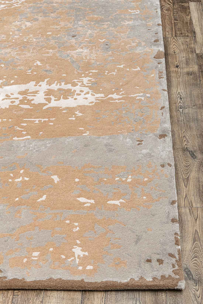 Spectrum Grey Gold Wool And Bamboo Silk Hand Tufted Carpet