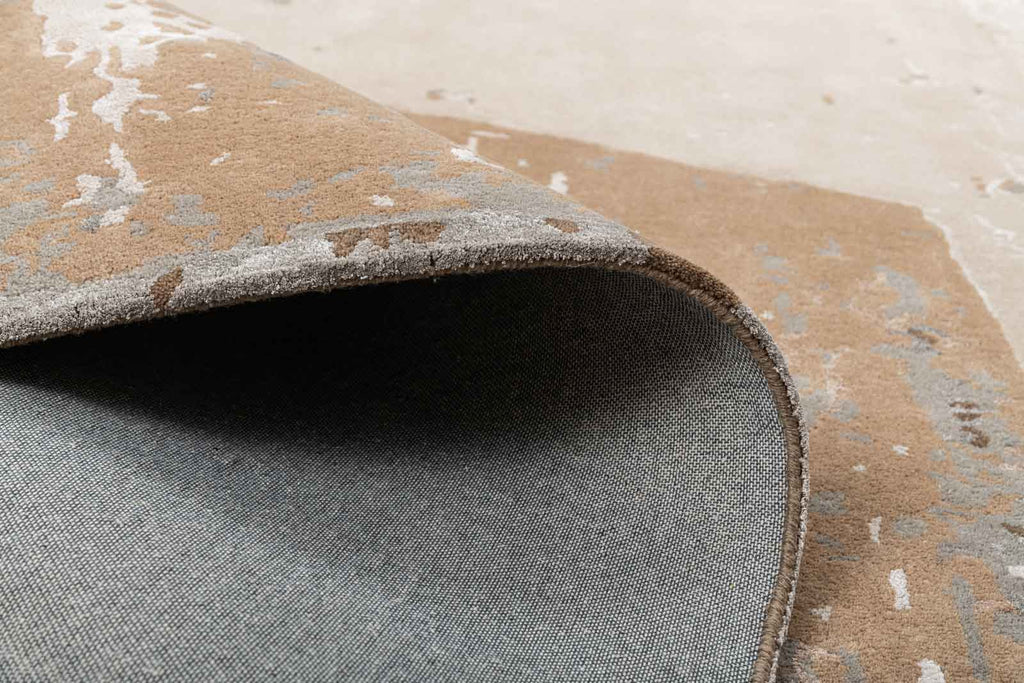 Spectrum Grey Gold Wool And Bamboo Silk Hand Tufted Carpet
