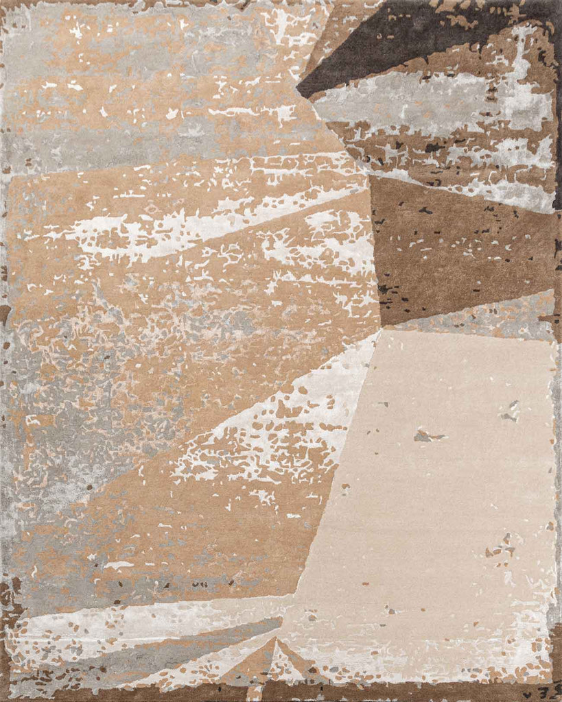 Spectrum Grey Gold Wool And Bamboo Silk Hand Tufted Carpet