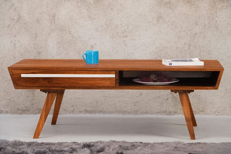 Solid Wood Ellen Coffee Table with Drawer Honey