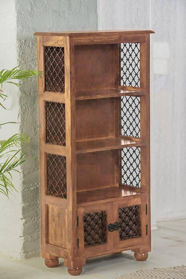 Solid Wood Jail Bookcase Stone
