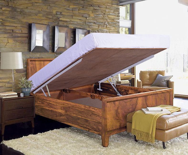 Buy Solid Wood Rayon Bed with Hydraulic Storage - Online In India ...