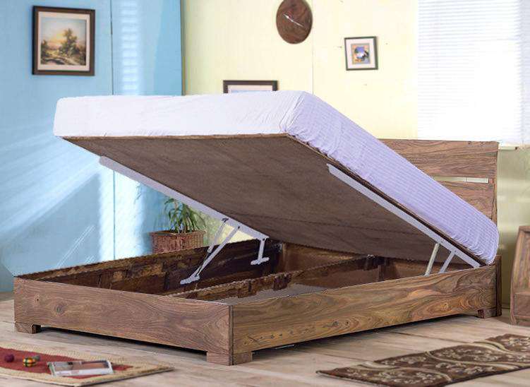 Solid Wood Capital Bed with Hydraulic Storage
