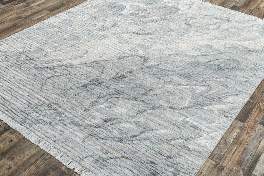 Luxury - Tribal Grey Ivory Wool & Silk Hand Knotted Premium Carpet