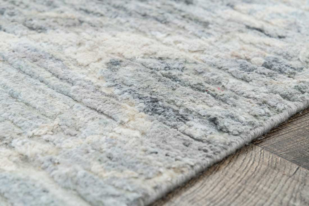 Luxury - Tribal Grey Ivory Wool & Silk Hand Knotted Premium Carpet
