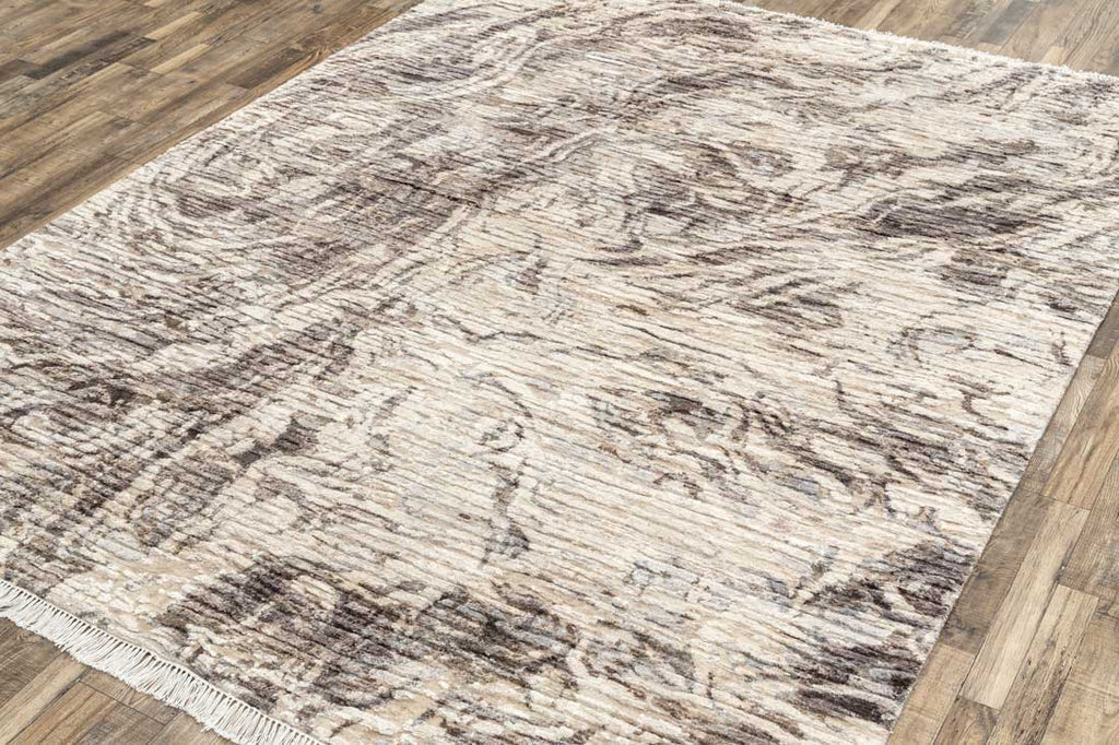 Luxury - Tribal Camel Beige Wool & Silk Hand Knotted Premium Carpet