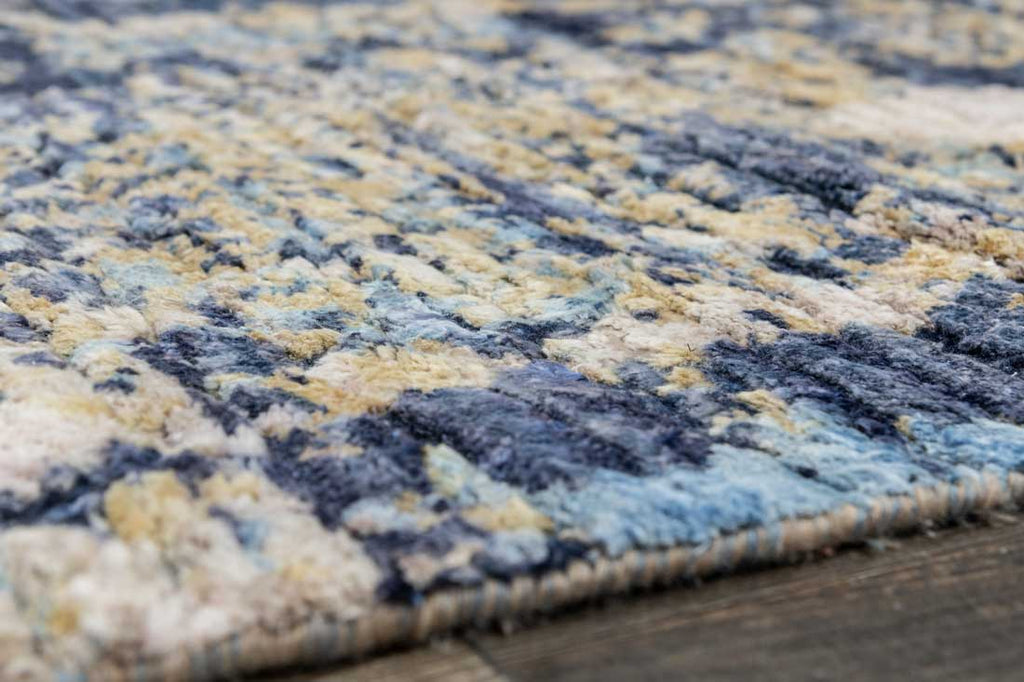 Luxury - Tribal Beige Blue Wool & Silk Hand Knotted Premium Carpet