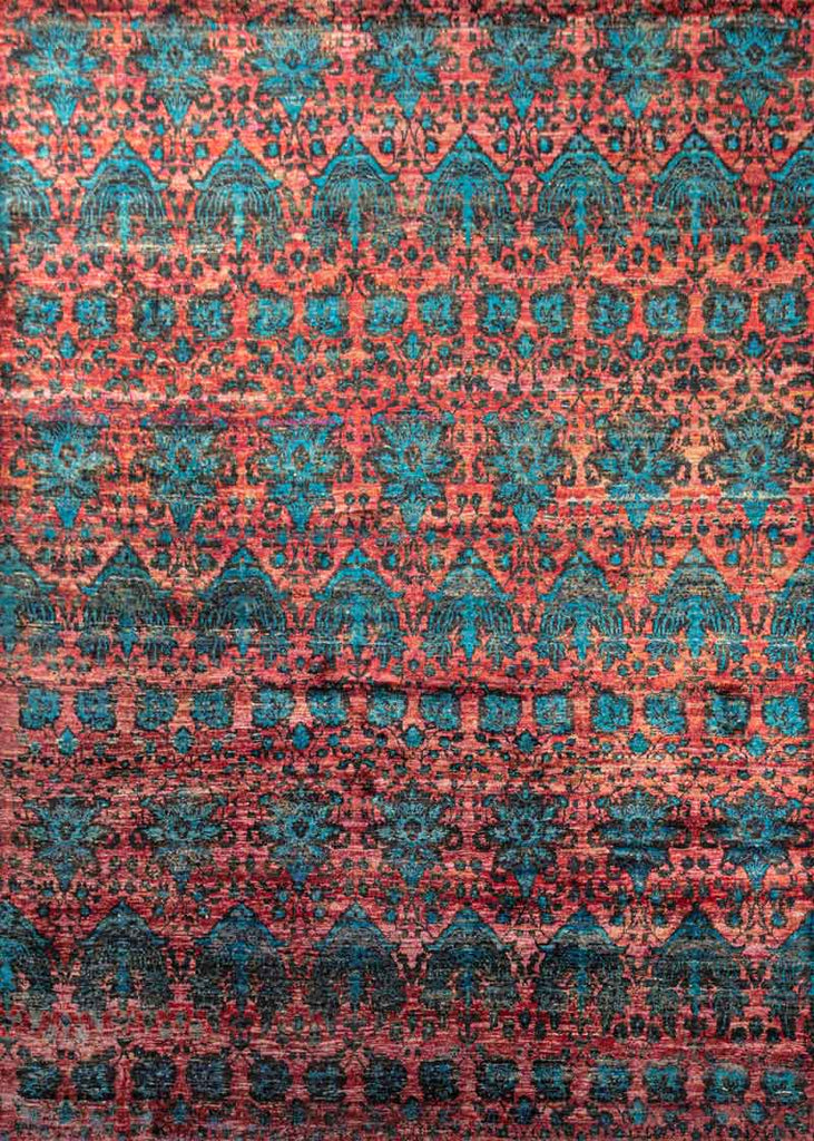 Twine Bel Turquoise Pink 100% Saree Silk Hand Knotted Carpet