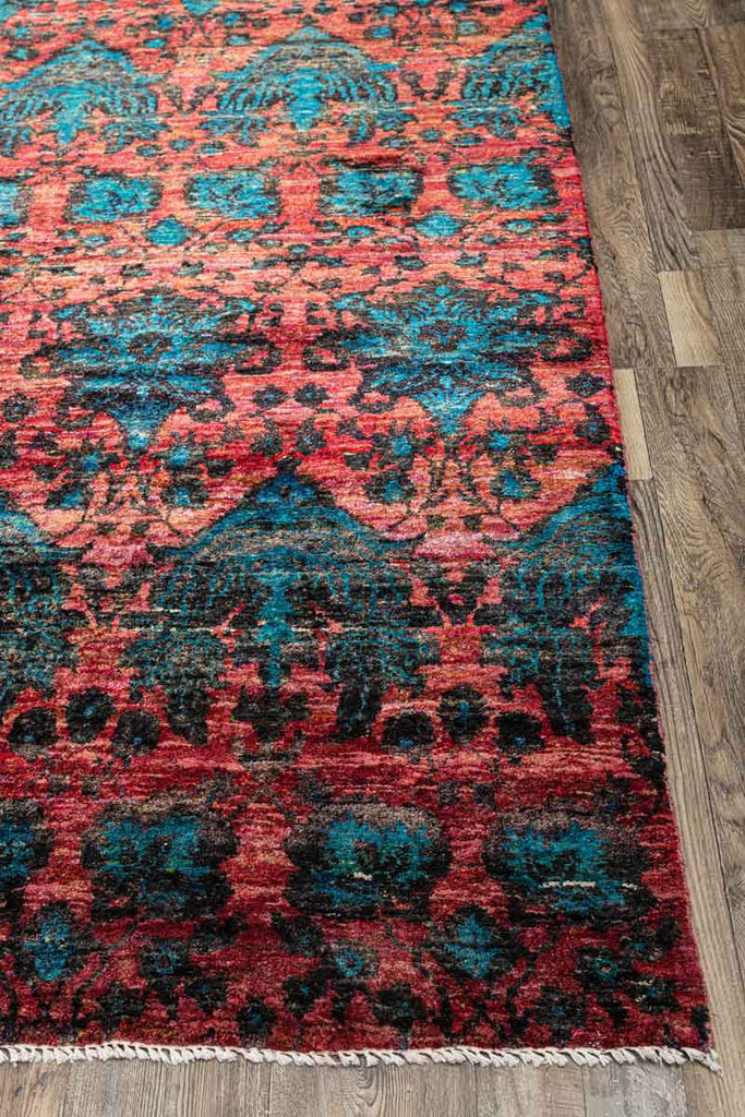 Twine Bel Turquoise Pink 100% Saree Silk Hand Knotted Carpet