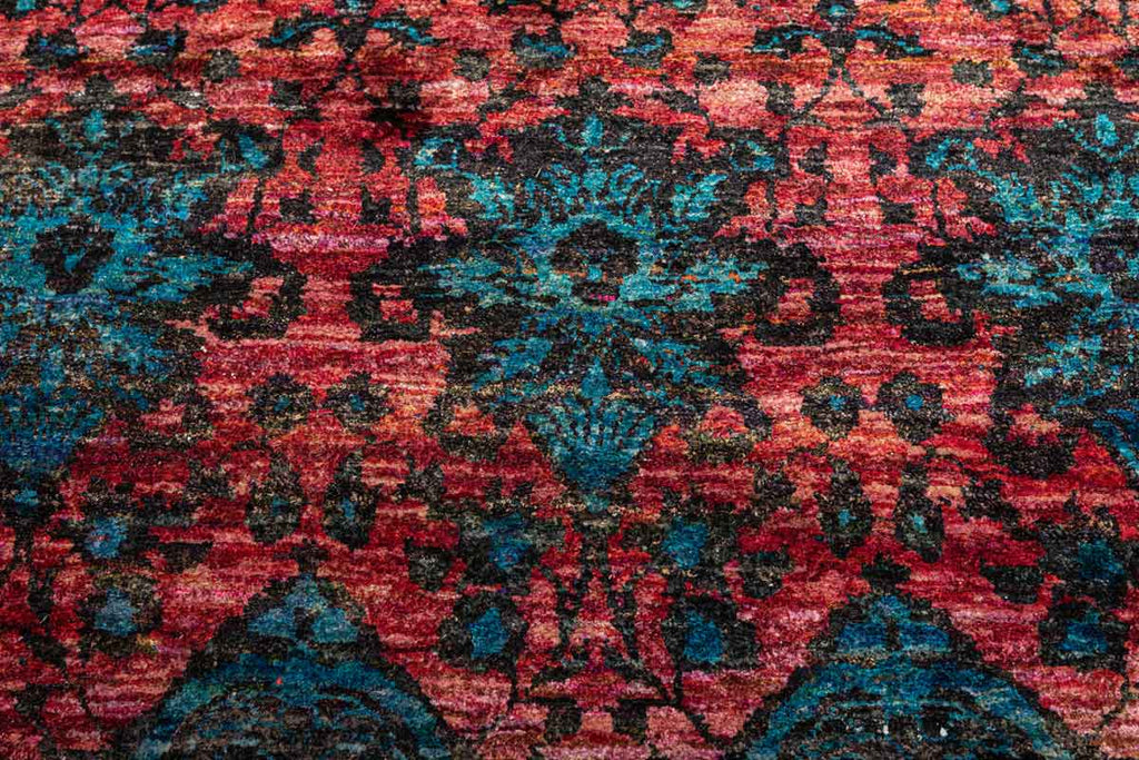 Twine Bel Turquoise Pink 100% Saree Silk Hand Knotted Carpet