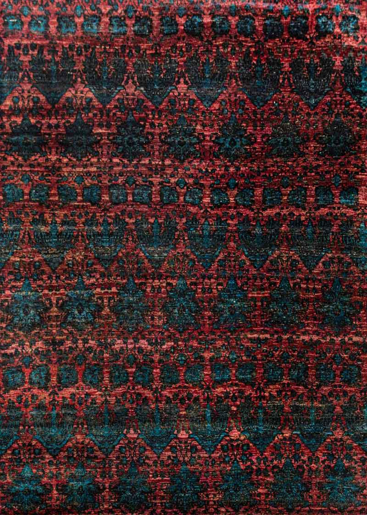 Twine Bel Turquoise Pink 100% Saree Silk Hand Knotted Carpet