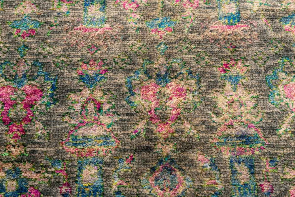 Twine Forest Green Gold 70% Wool & 30% Saree Silk Hand Knotted Carpet