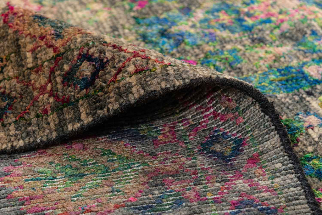 Twine Forest Green Gold 70% Wool & 30% Saree Silk Hand Knotted Carpet